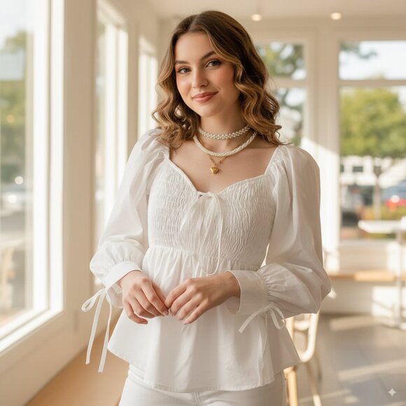 En Saison Amaya Blouse Top  Off White - Picture 2 of 7